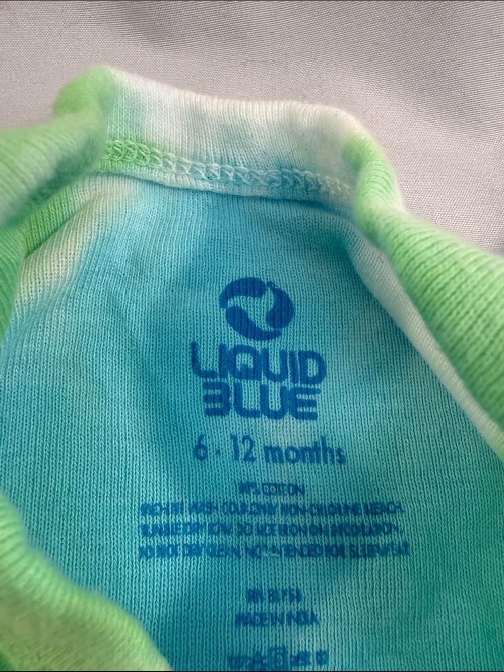 Liquid Blue Pink Floyd Tie-Dye Baby Bodysuit in Green, Blue & Purple - Picture 2 of 2